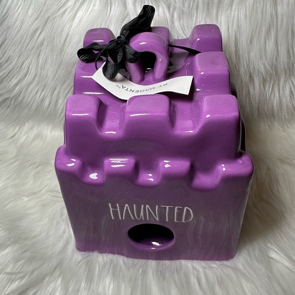 Rae Dunn Purple HAUNTED Halloween Castle Birdhouse  BinH1 - Picture 2 of 4